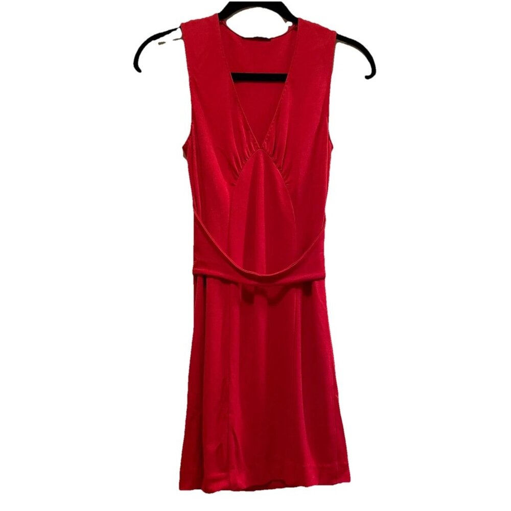 ELIE TAHARI Red Sheath Sleeveless Knee Length Dress Size S